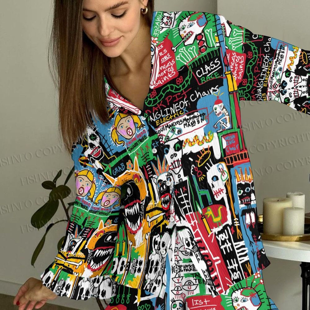 Women's Vintage Jean-Michel Basquiat Graffiti Printed Suit