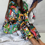 Women's Vintage Jean-Michel Basquiat Graffiti Printed Suit