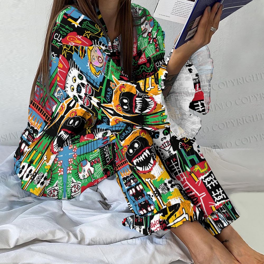 Women's Vintage Jean-Michel Basquiat Graffiti Printed Suit