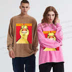 Unisex Giant Duck Quack Quack Casual Washed Printed Long Sleeve T-shirt