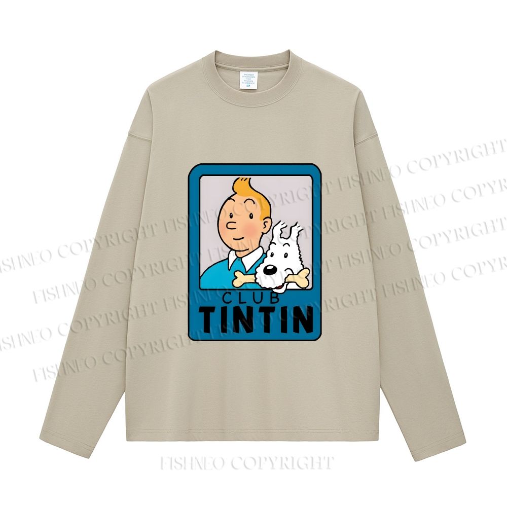 Unisex Tintin Club Casual Cotton Printed Long Sleeve T-shirt