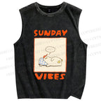 Unisex Chubby Duck in Sunday Vibes Printed Washed Tank Top