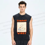 Unisex Chubby Duck in Sunday Vibes Printed Washed Tank Top
