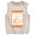 Unisex Chubby Duck in Sunday Vibes Printed Washed Tank Top