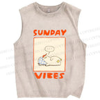 Unisex Chubby Duck in Sunday Vibes Printed Washed Tank Top
