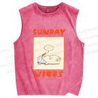 Unisex Chubby Duck in Sunday Vibes Printed Washed Tank Top