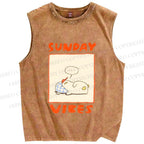 Unisex Chubby Duck in Sunday Vibes Printed Washed Tank Top
