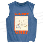 Unisex Chubby Duck in Sunday Vibes Printed Washed Tank Top