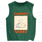 Unisex Chubby Duck in Sunday Vibes Printed Washed Tank Top