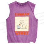 Unisex Chubby Duck in Sunday Vibes Printed Washed Tank Top