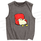 Unisex Chubby Duck Slide off the Sofa Printed Washed Tank Top