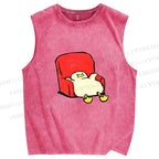 Unisex Chubby Duck Slide off the Sofa Printed Washed Tank Top