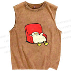 Unisex Chubby Duck Slide off the Sofa Printed Washed Tank Top