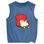 Unisex Chubby Duck Slide off the Sofa Printed Washed Tank Top