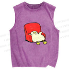 Unisex Chubby Duck Slide off the Sofa Printed Washed Tank Top