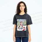 Unisex Wire-haired Fox Terrier in Snow Printed Washed Tee