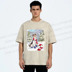 Unisex Wire-haired Fox Terrier in Snow Printed Washed Tee