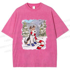 Unisex Wire-haired Fox Terrier in Snow Printed Washed Tee