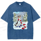 Unisex Wire-haired Fox Terrier in Snow Printed Washed Tee
