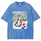 Unisex Wire-haired Fox Terrier in Snow Printed Washed Tee
