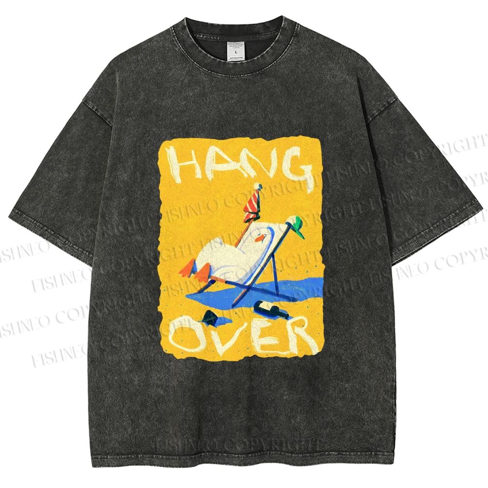 Unisex Chubby Duck Hang Over Printed Washed Tee