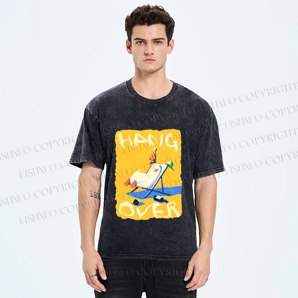 Unisex Chubby Duck Hang Over Printed Washed Tee