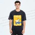 Unisex Chubby Duck Hang Over Printed Washed Tee