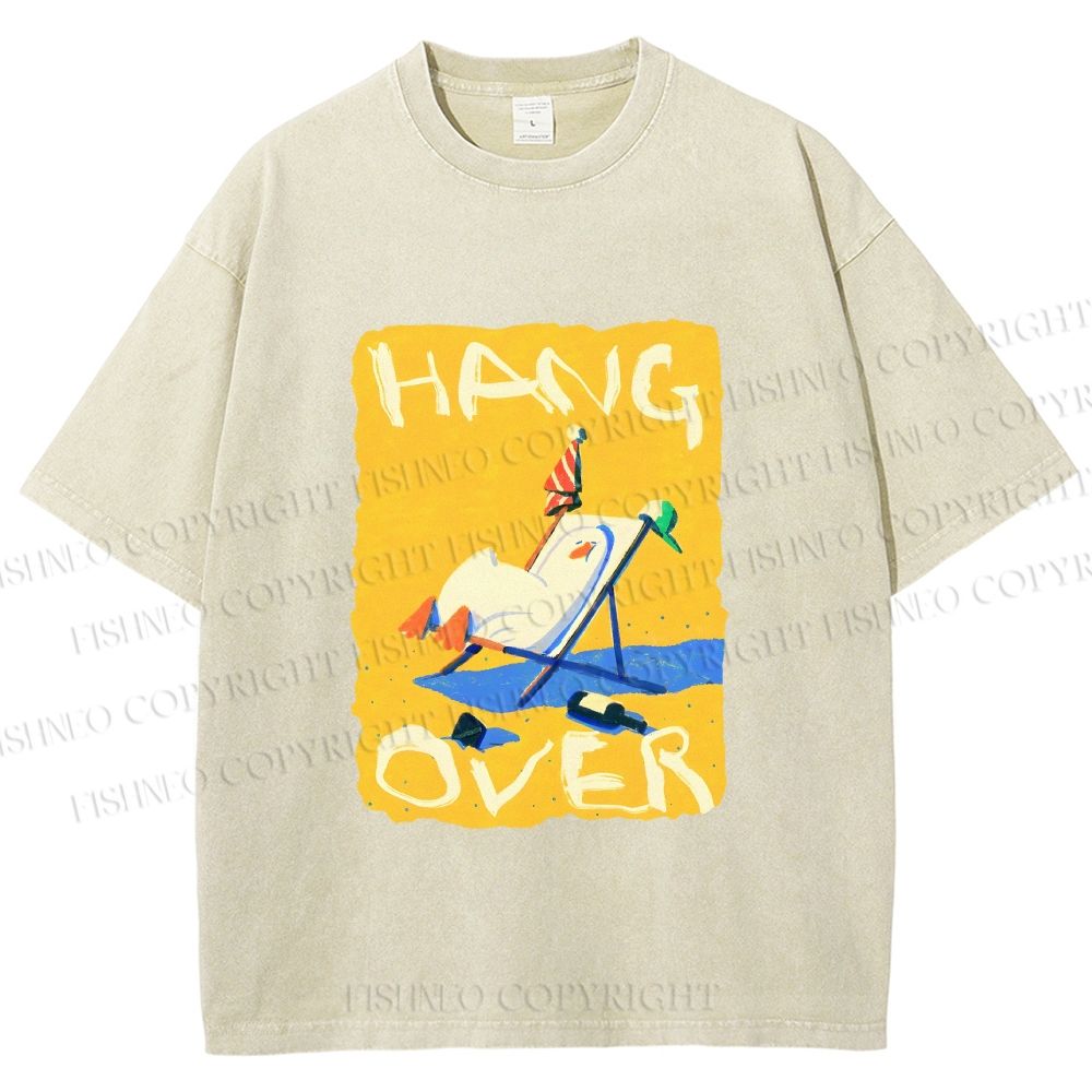 Unisex Chubby Duck Hang Over Printed Washed Tee