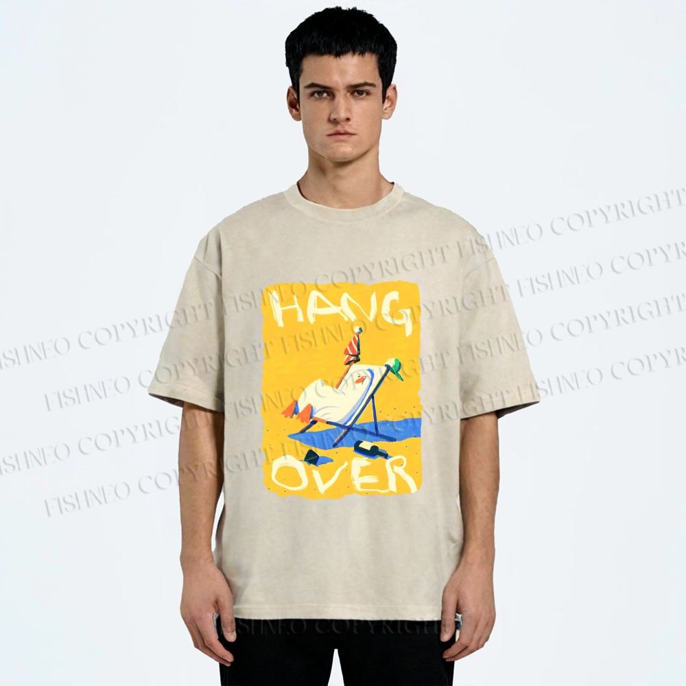 Unisex Chubby Duck Hang Over Printed Washed Tee