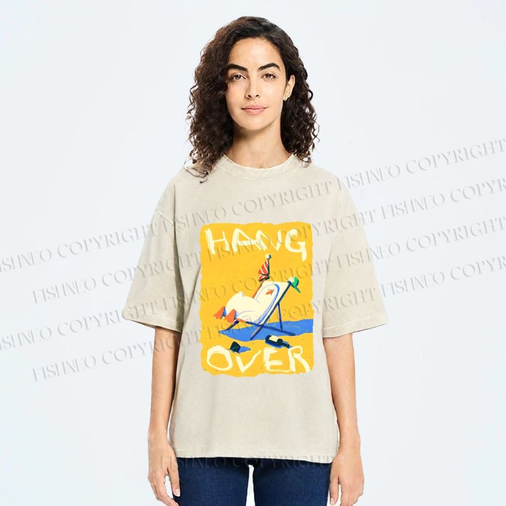 Unisex Chubby Duck Hang Over Printed Washed Tee