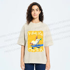 Unisex Chubby Duck Hang Over Printed Washed Tee
