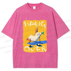 Unisex Chubby Duck Hang Over Printed Washed Tee