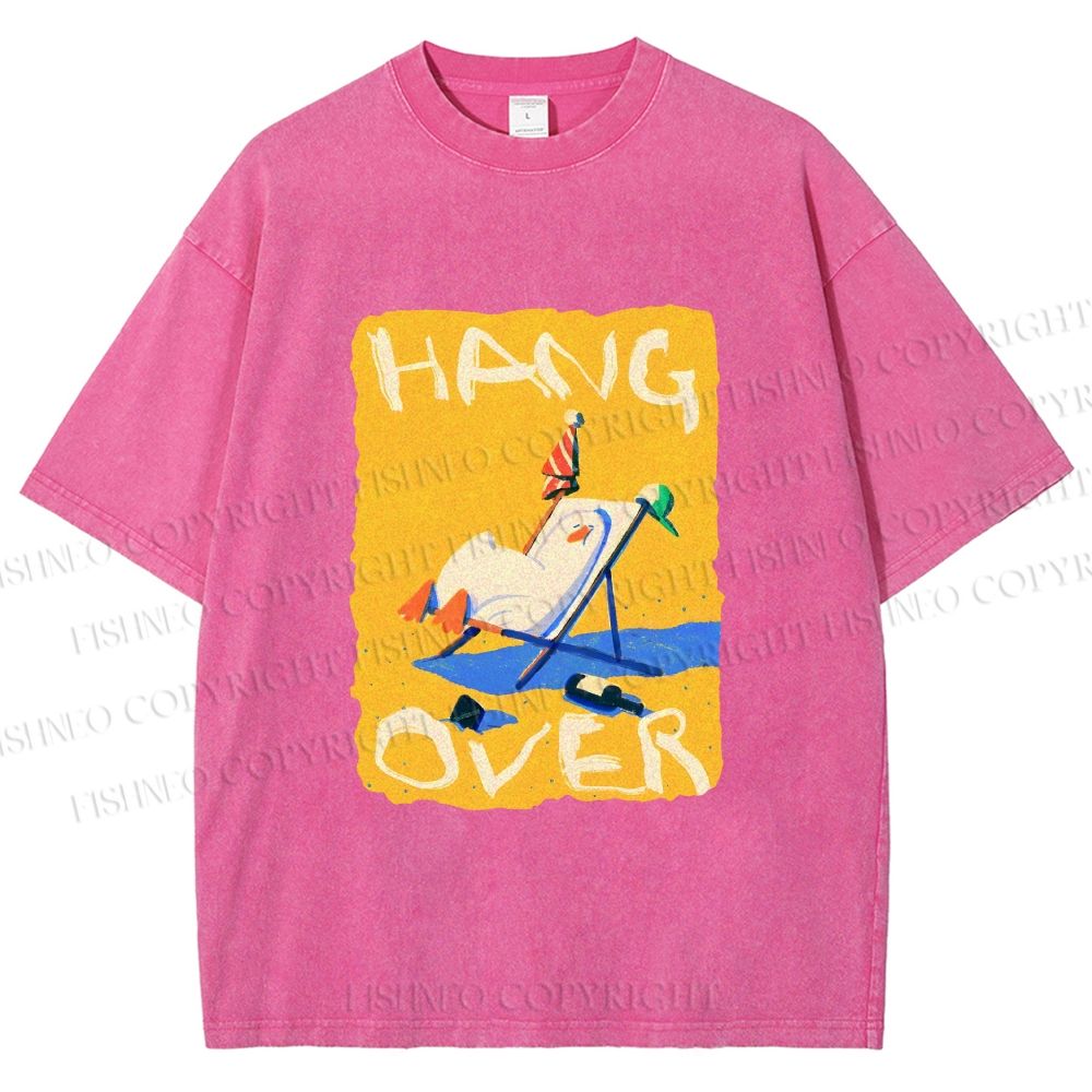 Unisex Chubby Duck Hang Over Printed Washed Tee