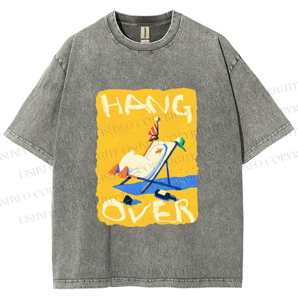 Unisex Chubby Duck Hang Over Printed Washed Tee