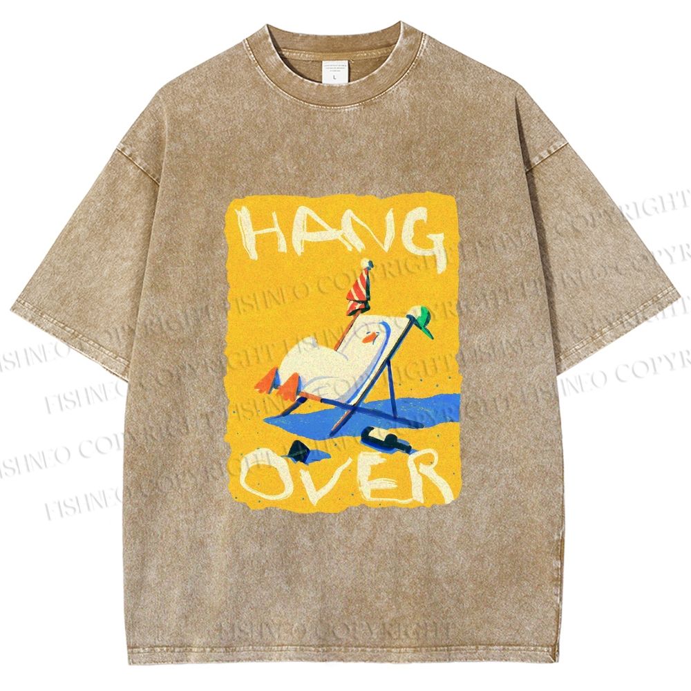 Unisex Chubby Duck Hang Over Printed Washed Tee