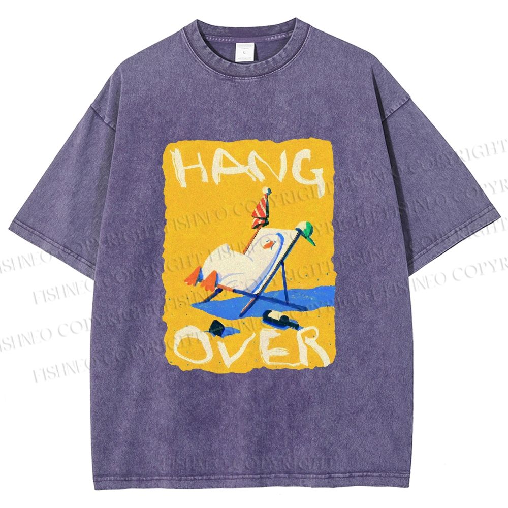 Unisex Chubby Duck Hang Over Printed Washed Tee