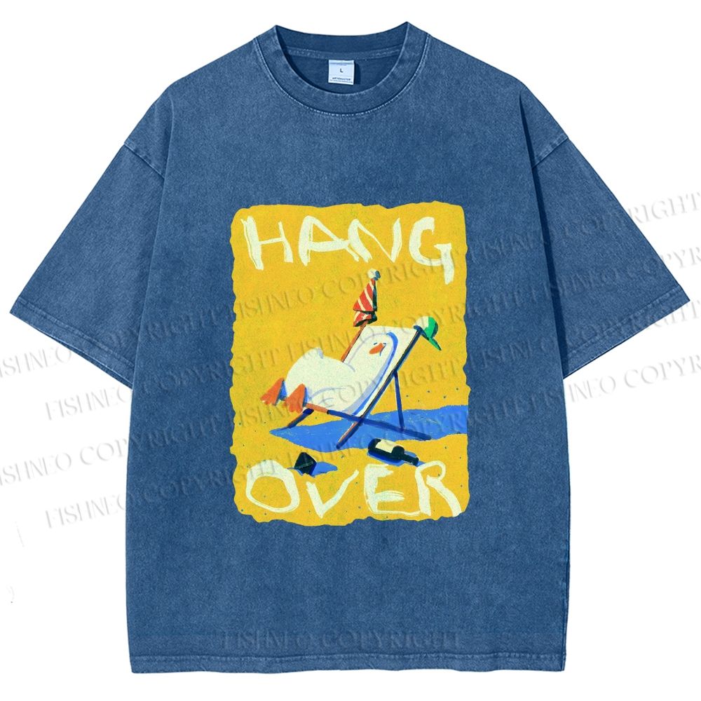 Unisex Chubby Duck Hang Over Printed Washed Tee