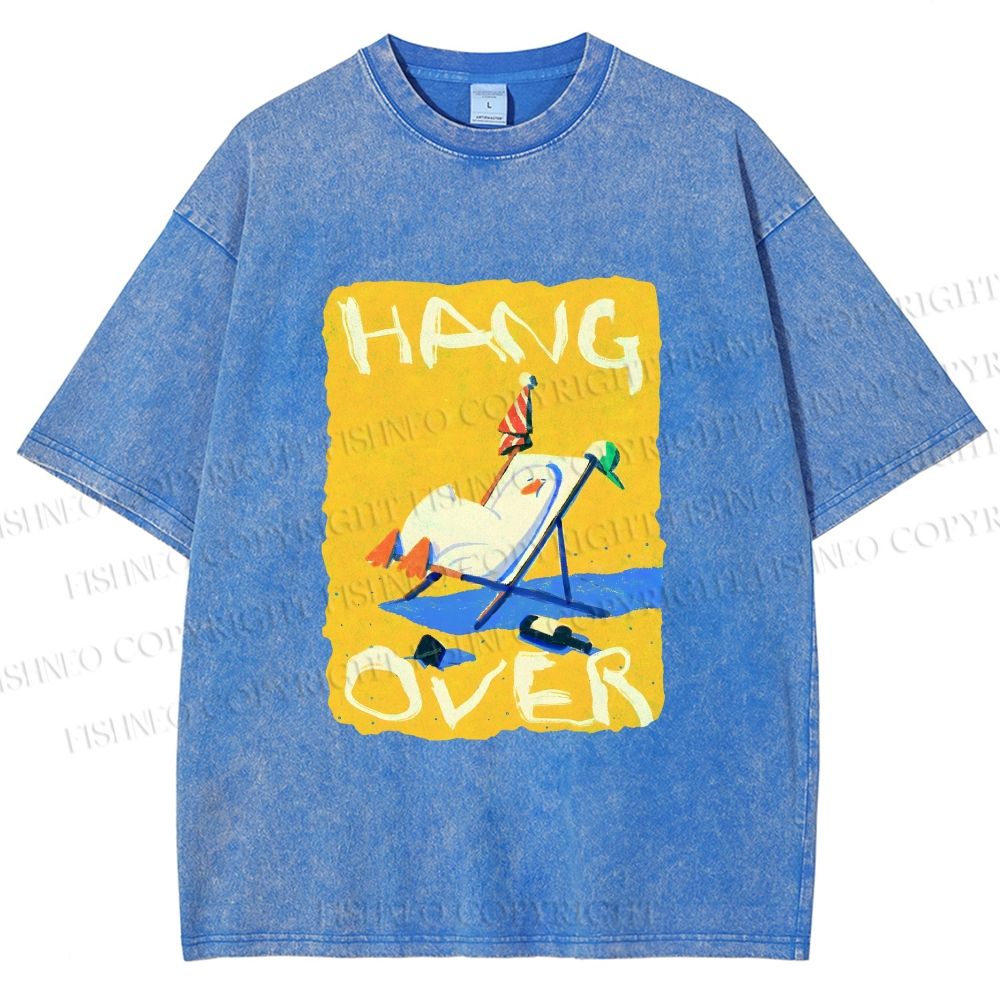 Unisex Chubby Duck Hang Over Printed Washed Tee