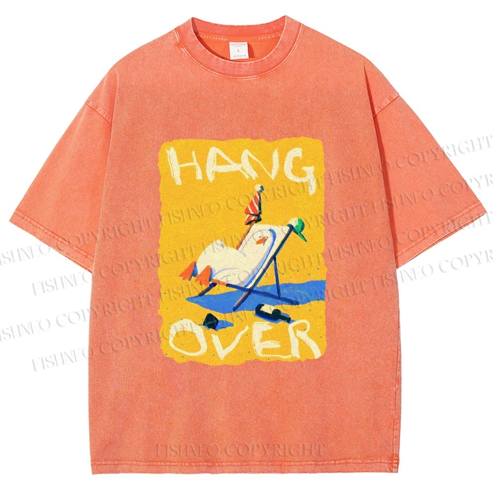 Unisex Chubby Duck Hang Over Printed Washed Tee