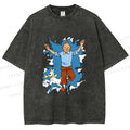 Unisex Tintin Running Out With Snowy Printed Washed Tee