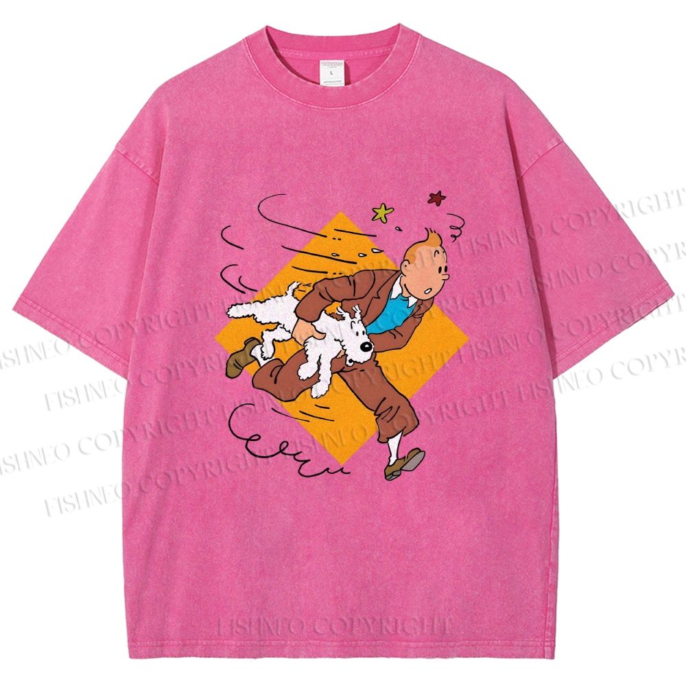 Unisex The Adventures of Tintin Printed Washed Tee