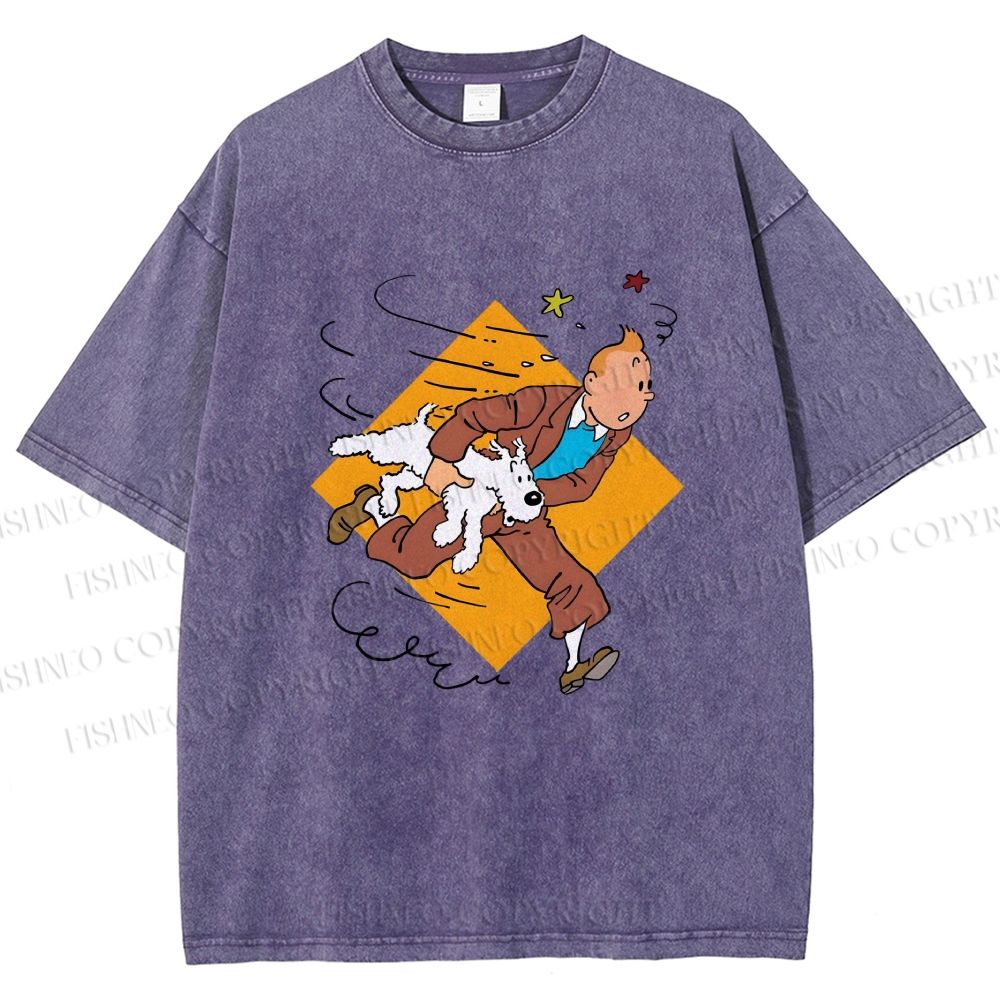 Unisex The Adventures of Tintin Printed Washed Tee