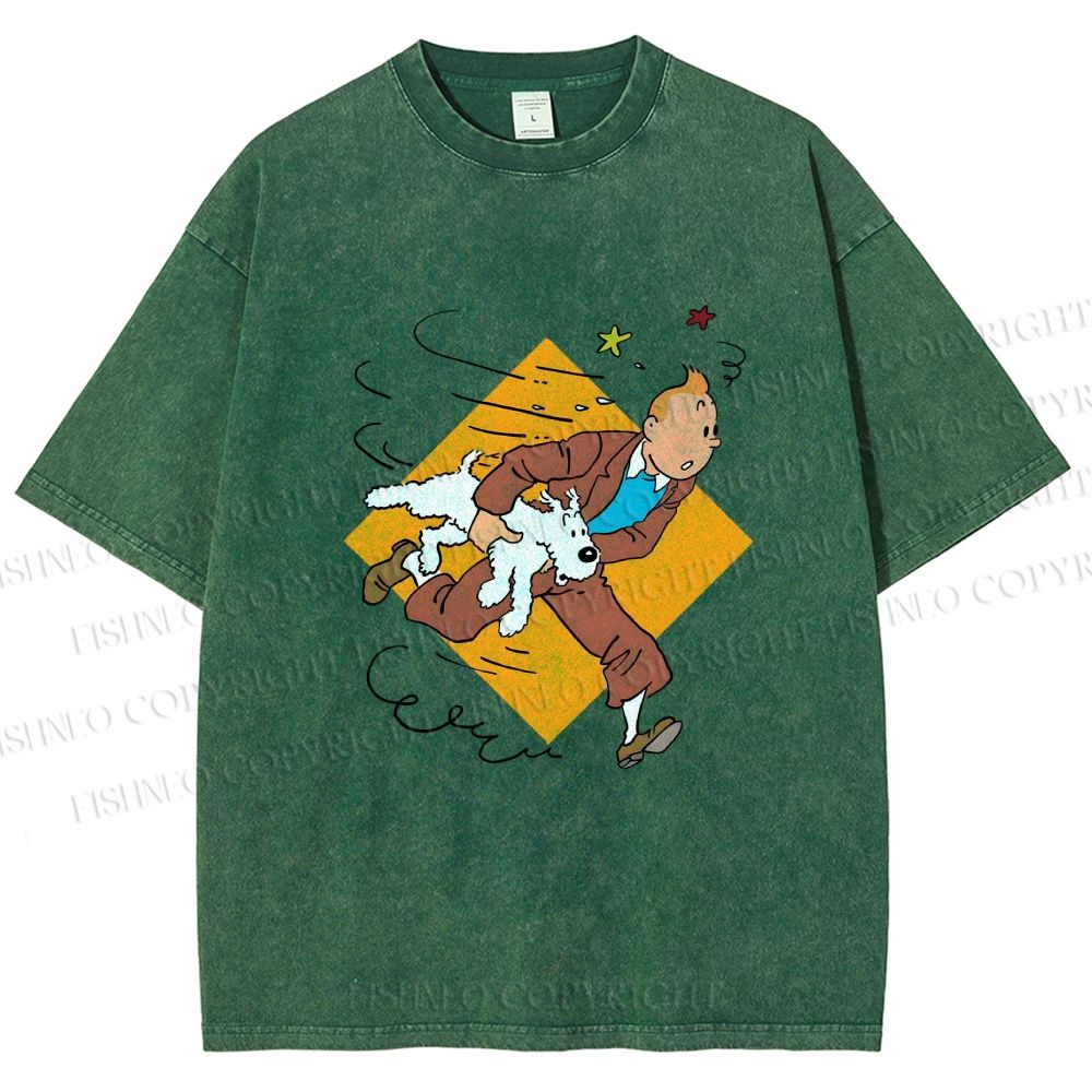 Unisex The Adventures of Tintin Printed Washed Tee