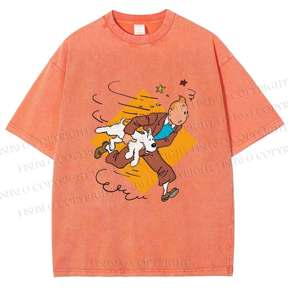 Unisex The Adventures of Tintin Printed Washed Tee