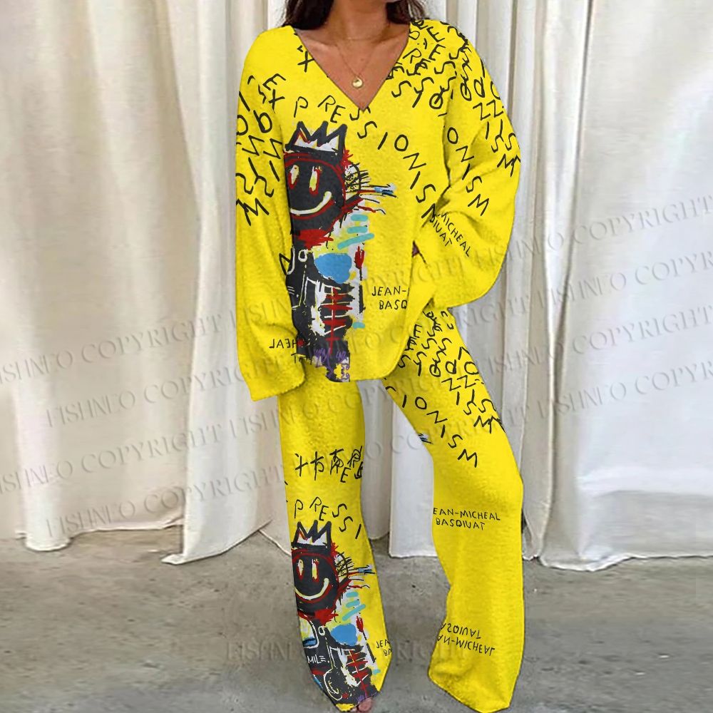 Jean-Michel Basquiat Graffiti Loungewear Set For Women