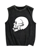 Cat Fish & Skull Vintage Distressed Washed Tank Top