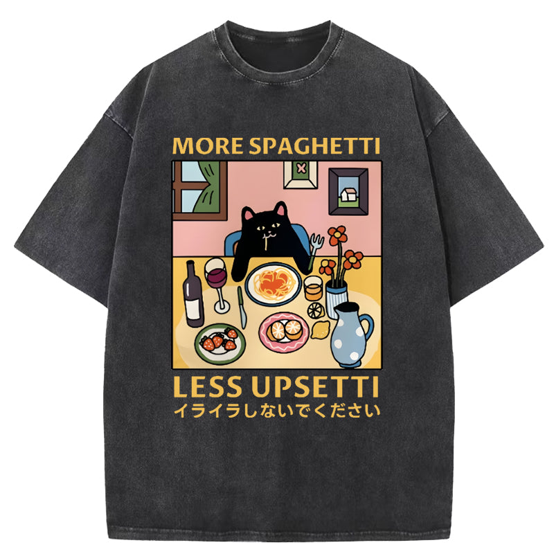 Spaghetti Black Cat Vintage Washed T-Shirt