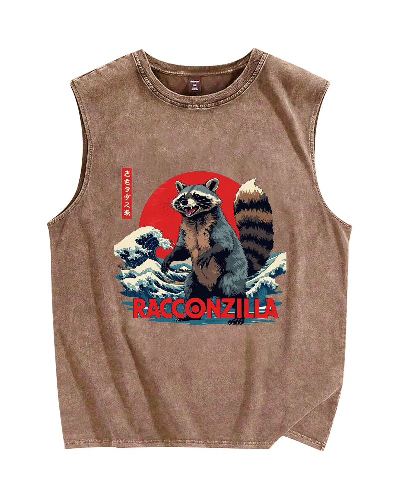 Racconzilla Vintage Distressed Washed Tank Top