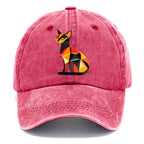 Geometric Cat In Thought Washed Cap