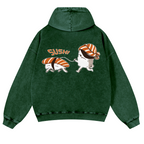 Sushi Vintage Washed Cotton Back Art Hoodie